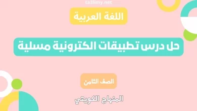 حل درس تطبيقات الكترونية مسلية للصف الثامن الكويت